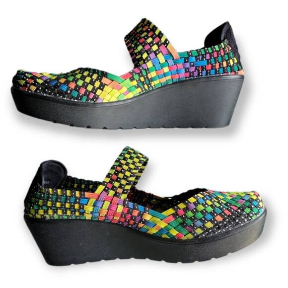 Steve Madden Brice Mary Jane Women’s 10 Multicolor Woven Platform Wedge Comfort - Picture 1 of 7
